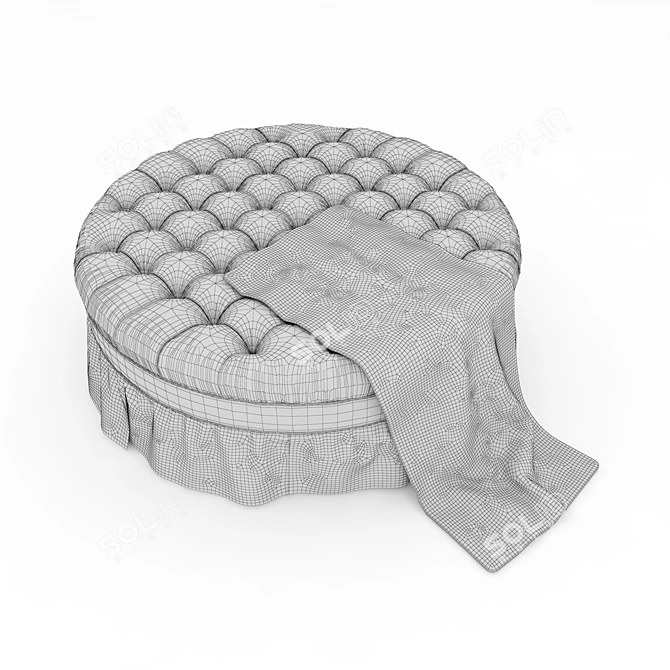 Elegant Round and Tufted Ottoman 3D model image 3