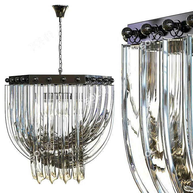 Frozen Glass Chandelier 33: Elegant Crystal Lighting 3D model image 1