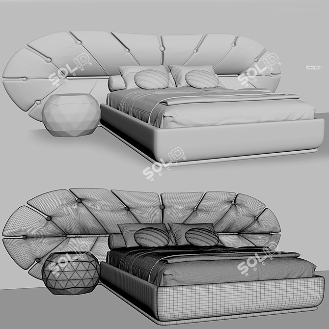 Elegant Design Bed: Polys 1.4M, Verts 734K 3D model image 3