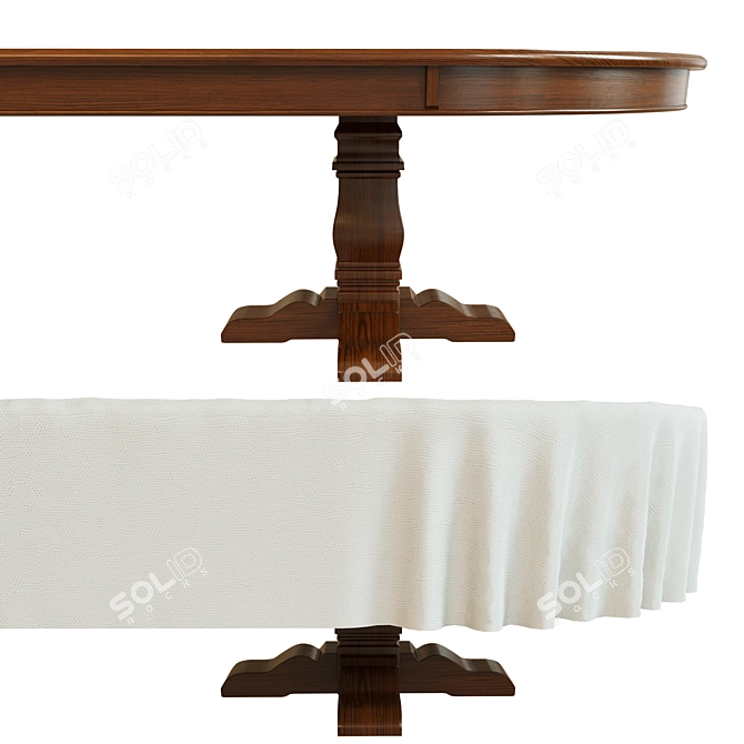 Modern Rustic Dining Table 3D model image 2