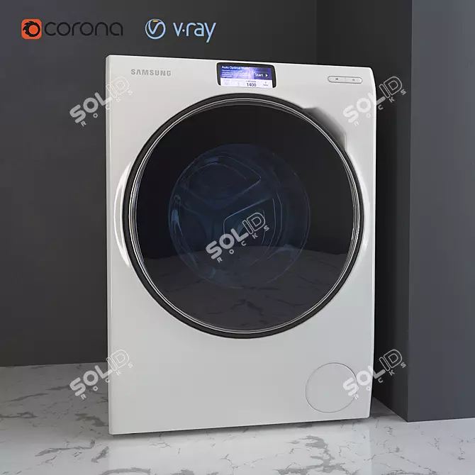 Samsung WW10H9600EW: Powerful, Efficient Washing 3D model image 2