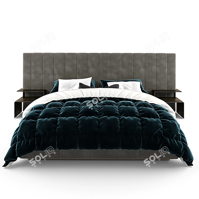 Elegant Capital Bed 3D model image 1