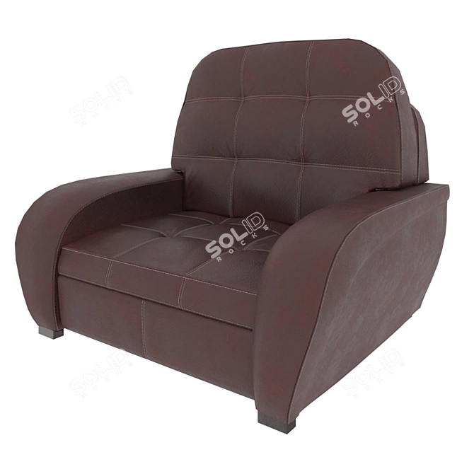 Sleek Brown Leather Chair 3D model image 1