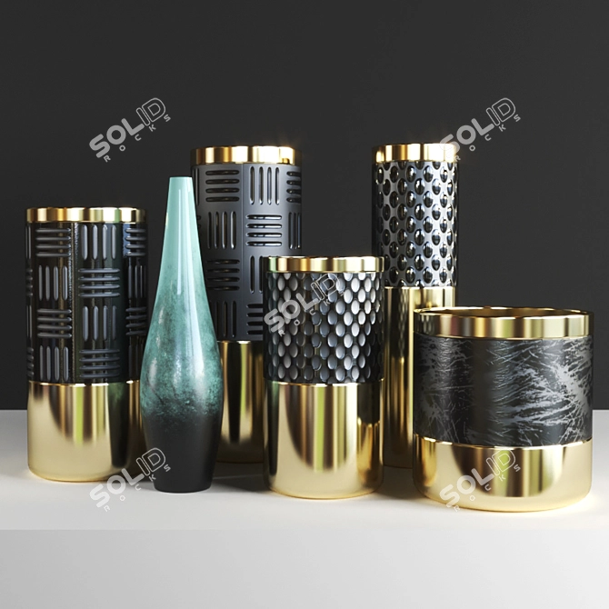 Modern Gold Vase: 18k Poly Count 3D model image 1