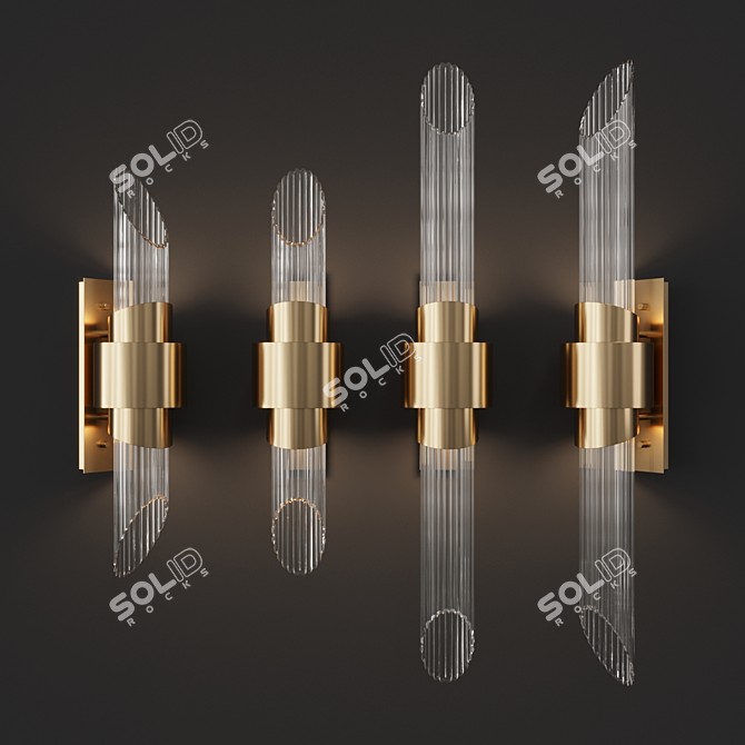 Elegant Gold Tycho Wall Light 3D model image 2