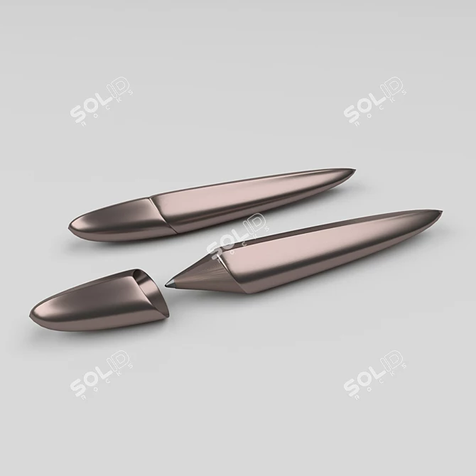 Elegant High Poly Fountain Pen 3D model image 1