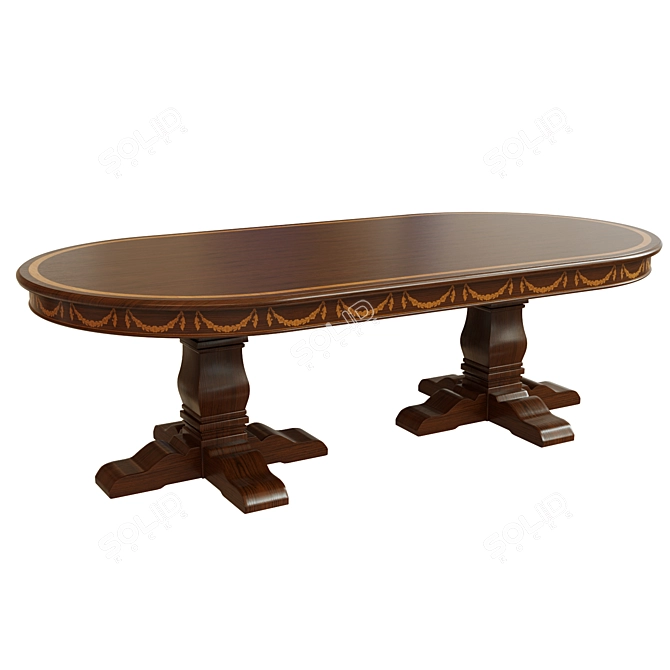 Veneer Dining Table (L-2500mm W-1250mm) 3D model image 1