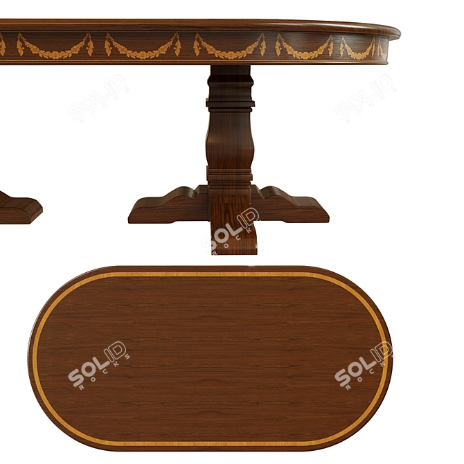 Veneer Dining Table (L-2500mm W-1250mm) 3D model image 2