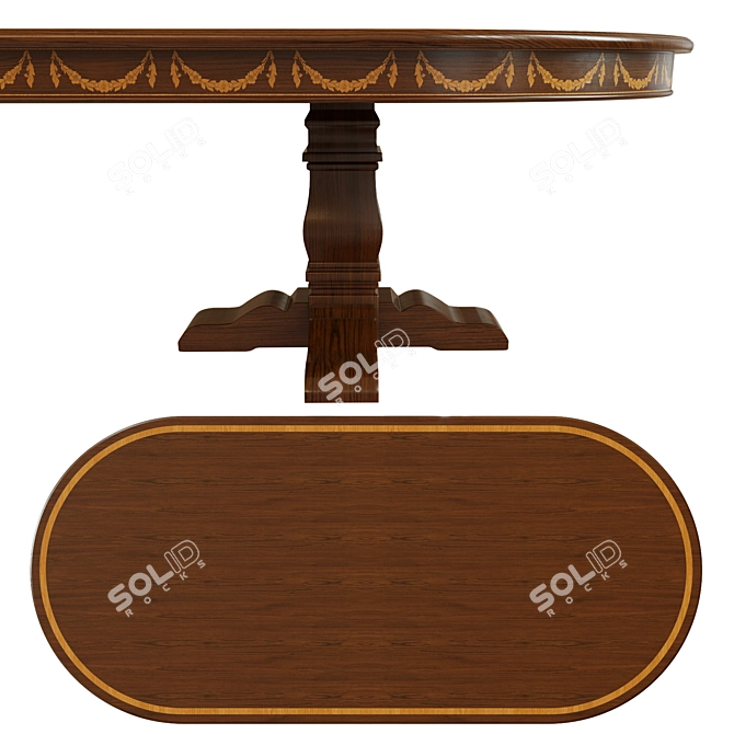 Elegant Veneer Dining Table 3D model image 2