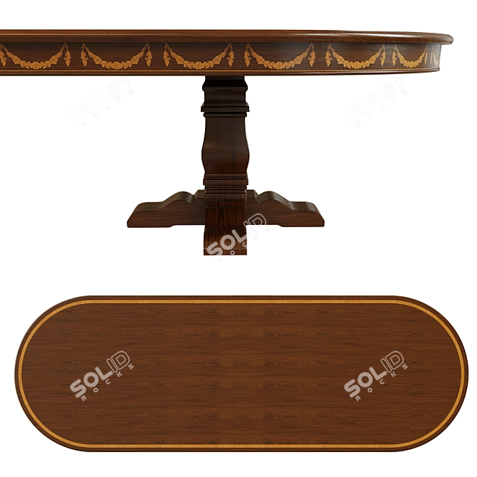 Elegant Veneer Dining Table 3D model image 2