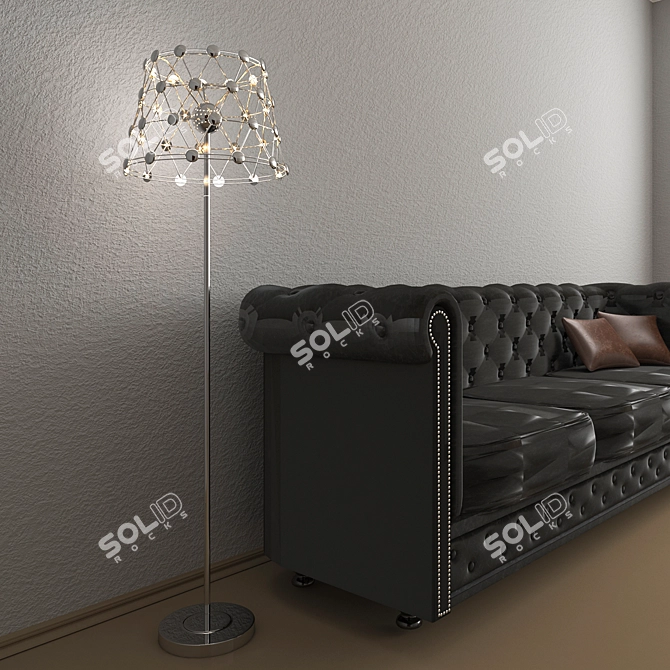 Divinare Cristallino 1609Q02 PN-48: Elegant LED Floor Lamp 3D model image 2