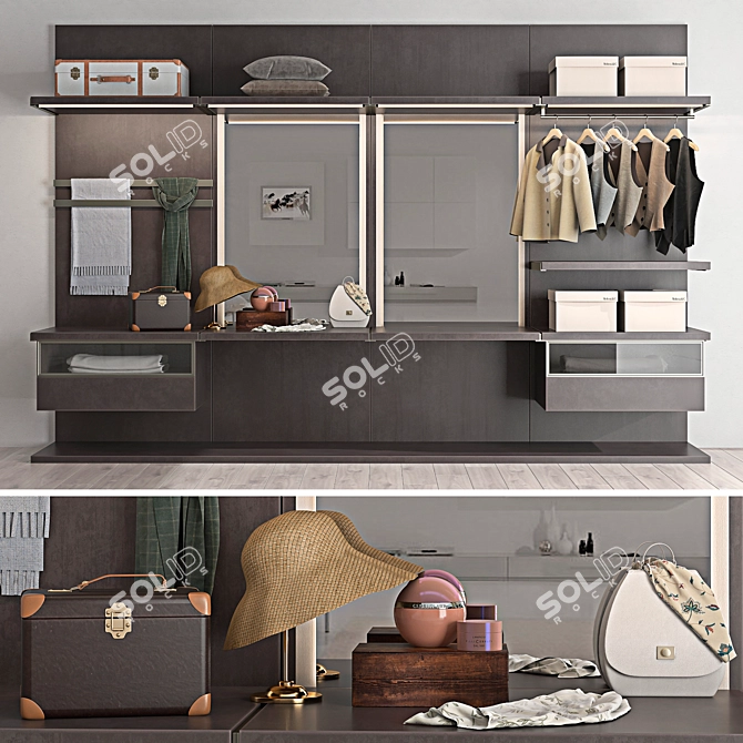 Elegant Master Dressing Wardrobe 3D model image 1