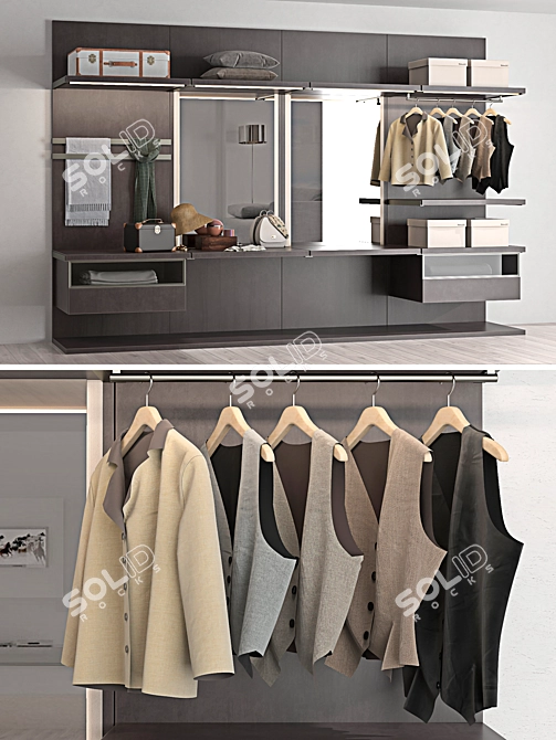 Elegant Master Dressing Wardrobe 3D model image 2