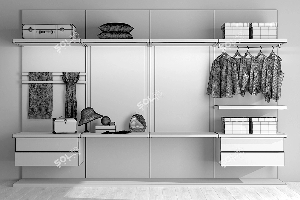 Elegant Master Dressing Wardrobe 3D model image 3