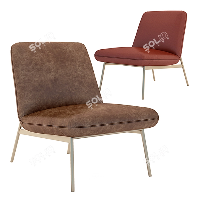 Elegant Brooks Slipper Chair 3D model image 1