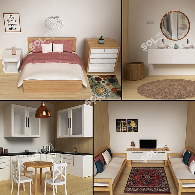 Title: Ikea Flisat Dollhouse with Furniture. 3D model image 2