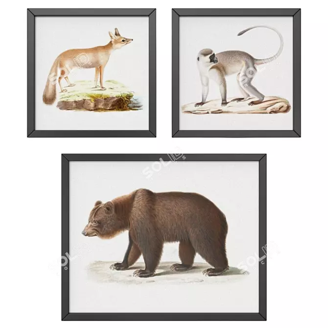 Modern Wild Animals Art Set 3D model image 1