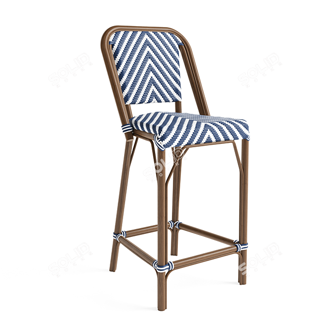 Rattan-Style Aluminum Patio Bar Stool 3D model image 1