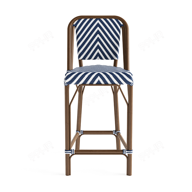 Rattan-Style Aluminum Patio Bar Stool 3D model image 2