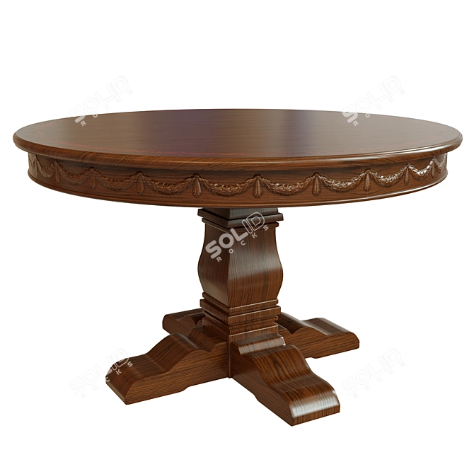 Exquisite Carved Dining Table 3D model image 1