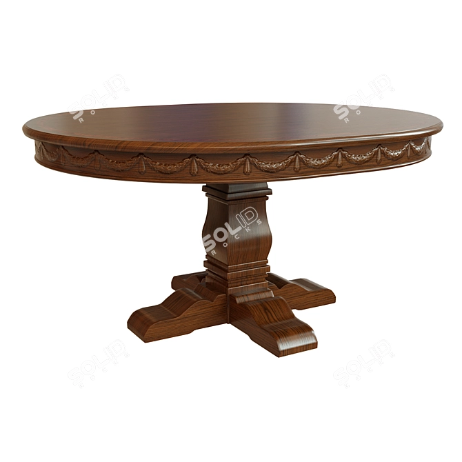 Elegant Carved Dining Table 3D model image 1