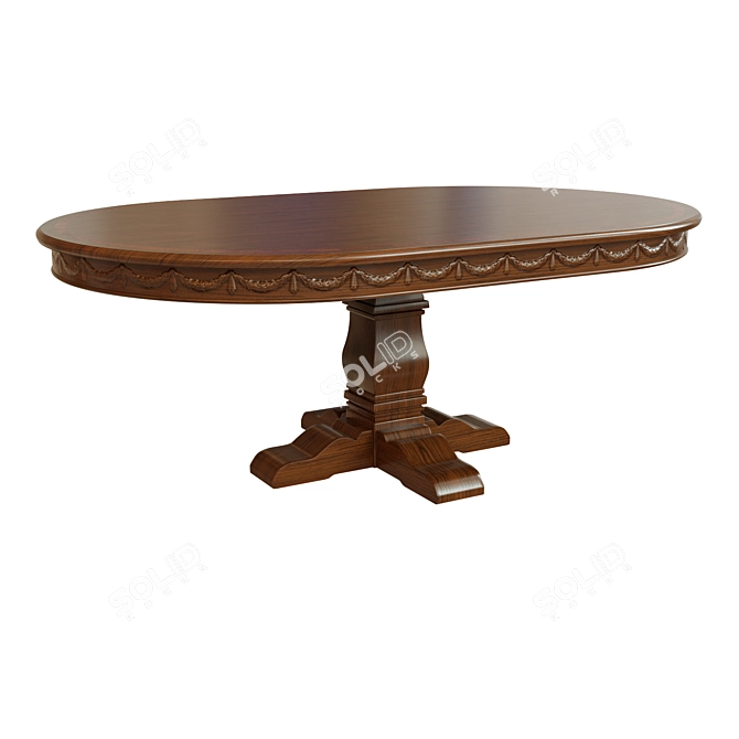 Elegant Threaded Dining Table 3D model image 1