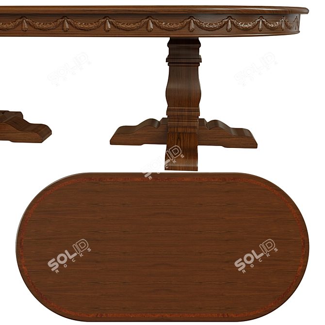 Elegant Threaded Dining Table 3D model image 2