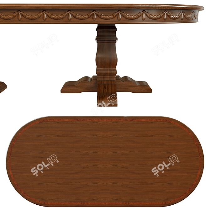 Elegant 6-Seater Threaded Dining Table 3D model image 2