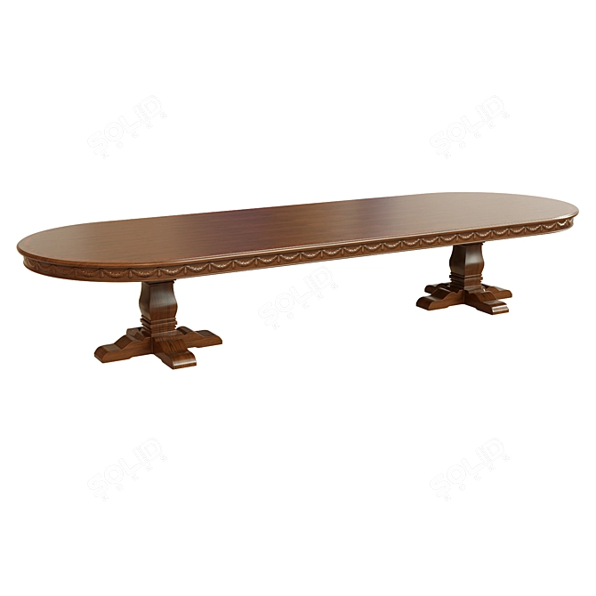 Elegant Threaded Dining Table 3D model image 1