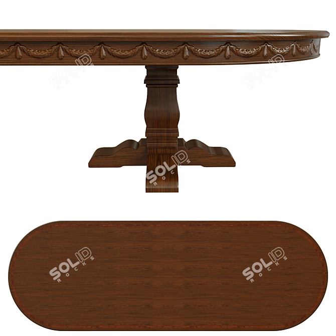 Elegant Threaded Dining Table 3D model image 2