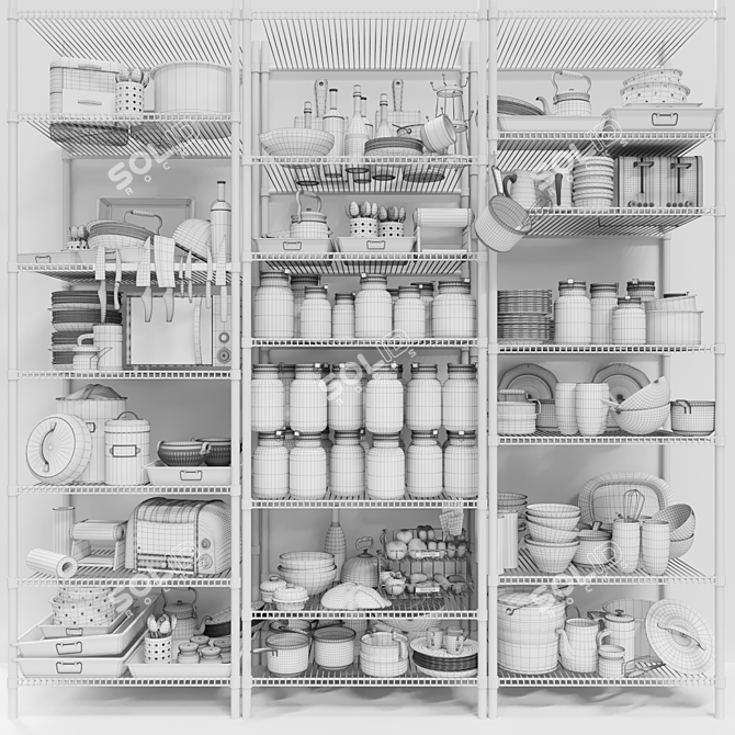 Multi-Purpose Kitchen Storage Rack 3D model image 1