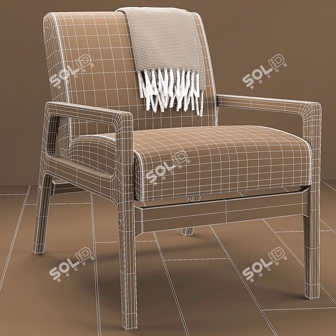 Gray Wood Arm Chair: Stylish and Comfortable 3D model image 3