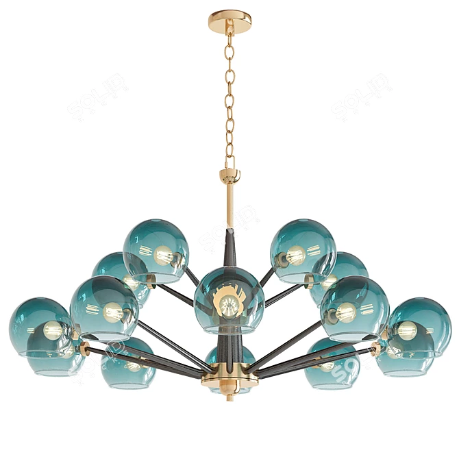 Blue Glass Thalia Chandelier 3D model image 1