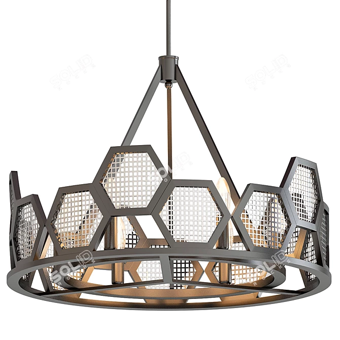 Elegant MetalComb Pendant Chandelier 3D model image 1