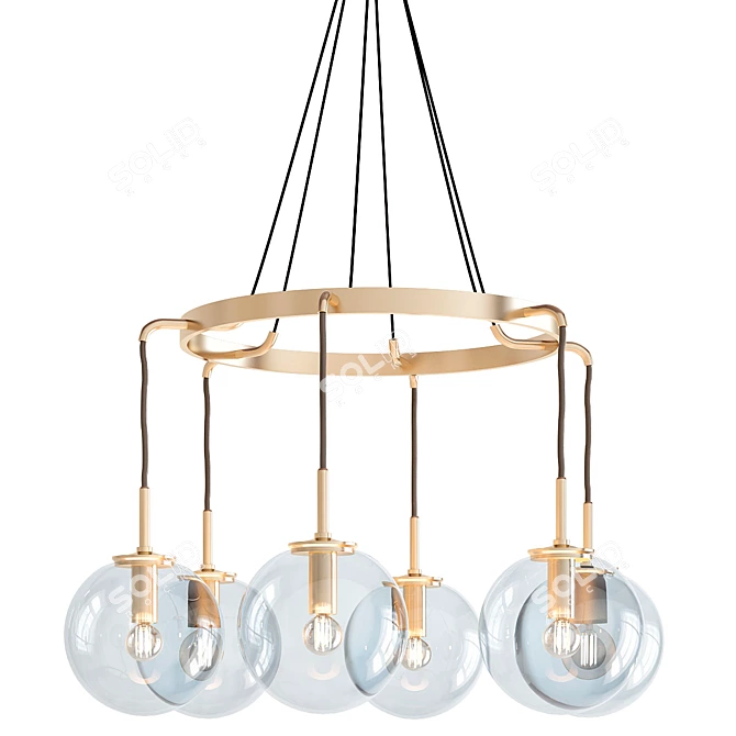 Vintage Brass Round Chandelier 3D model image 1