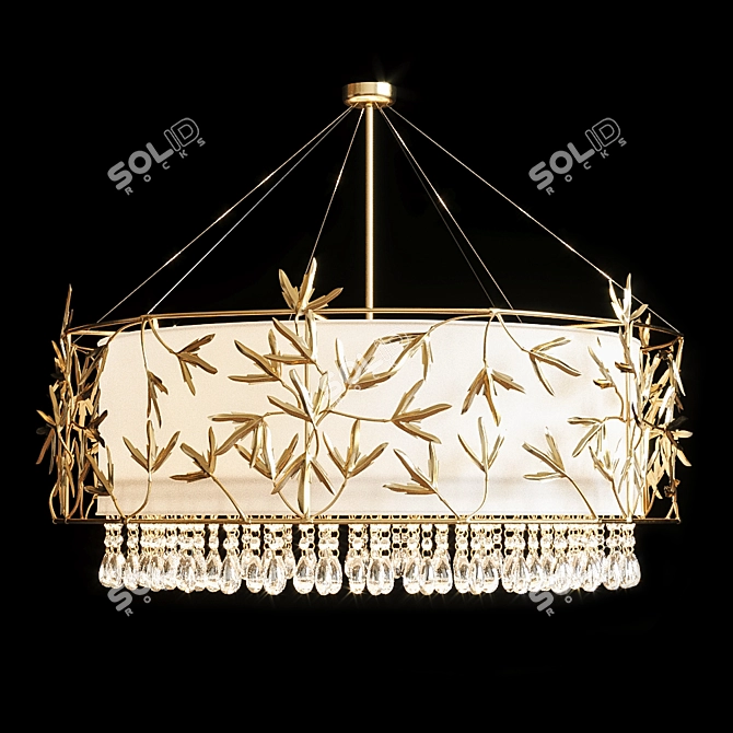 Gold Leaf Design: Hanging Marijuana Chandelier 3D model image 1