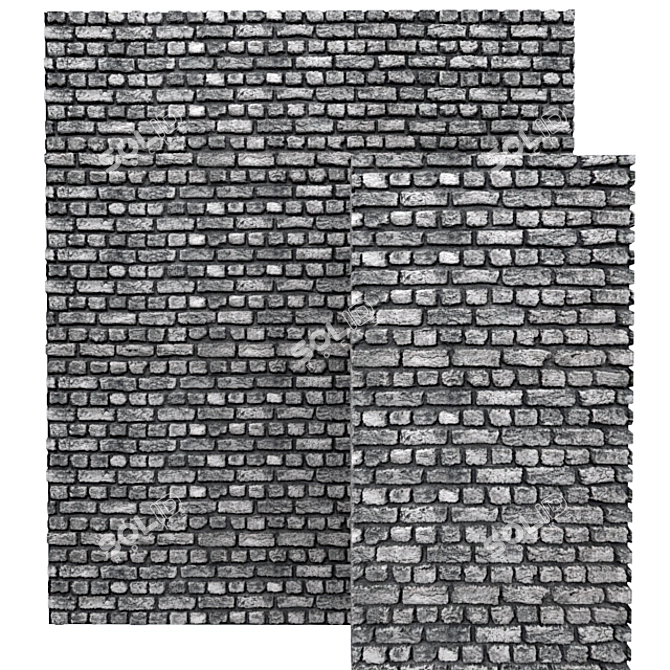 Basalt Brick Coating: High-Quality Wall Texture 3D model image 1