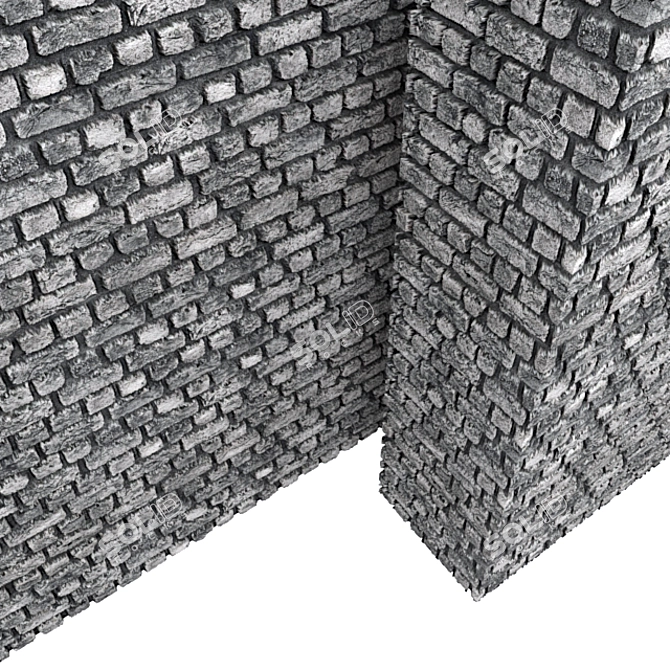 Basalt Brick Coating: High-Quality Wall Texture 3D model image 3