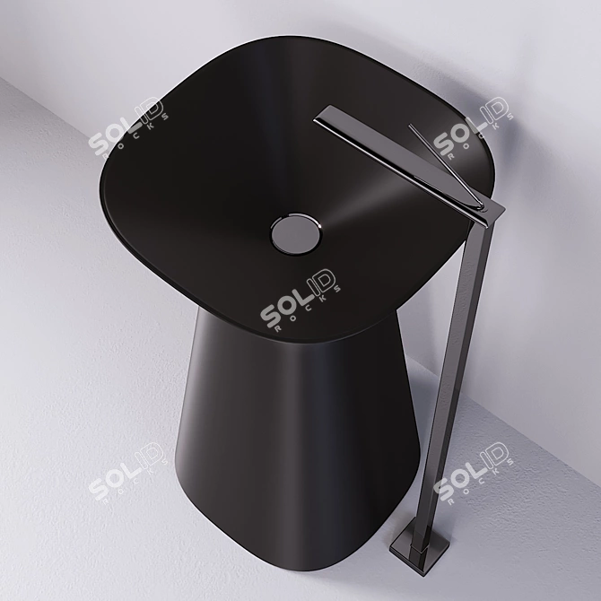 HIDRA MISTER Gloss Black Freestanding Washbasin 3D model image 2