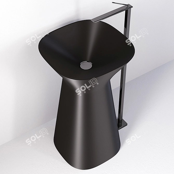 HIDRA MISTER Gloss Black Freestanding Washbasin 3D model image 3