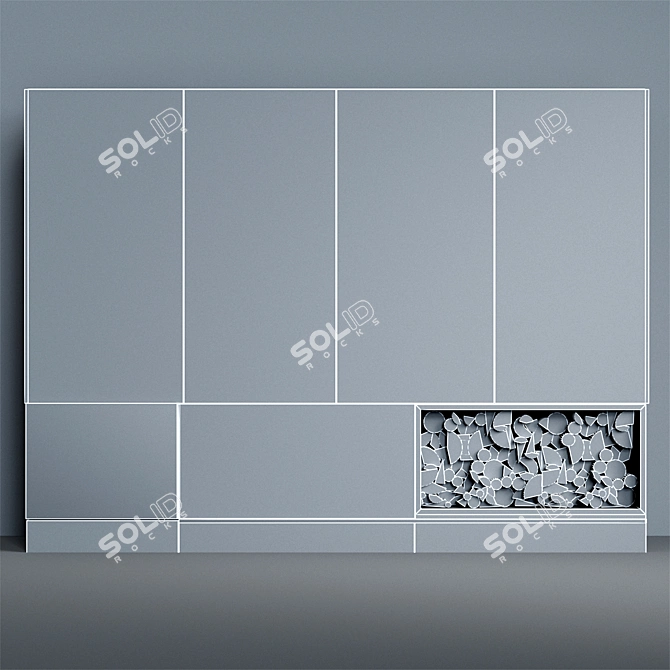 Contemporary Wood Panel Fireplace 3D model image 3