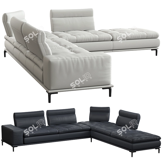 Luxury Italian Leather Sofa – Cierre / Carlton 3D model image 1