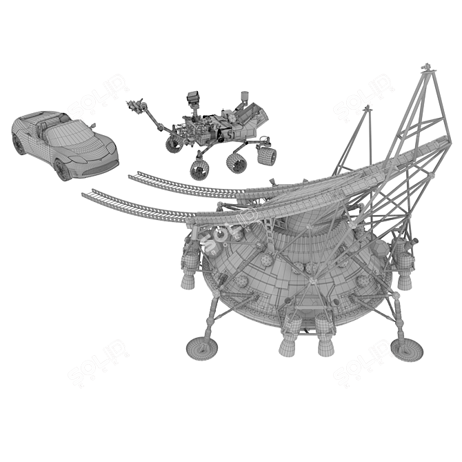 Mars Meeting: Curiosity Rover & Starman 3D model image 2