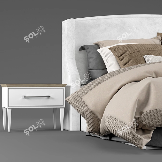 Modern Bed with Built-in Side Tables 3D model image 2