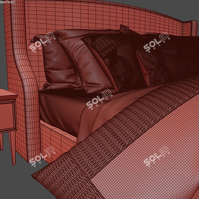 Modern Bed with Built-in Side Tables 3D model image 3