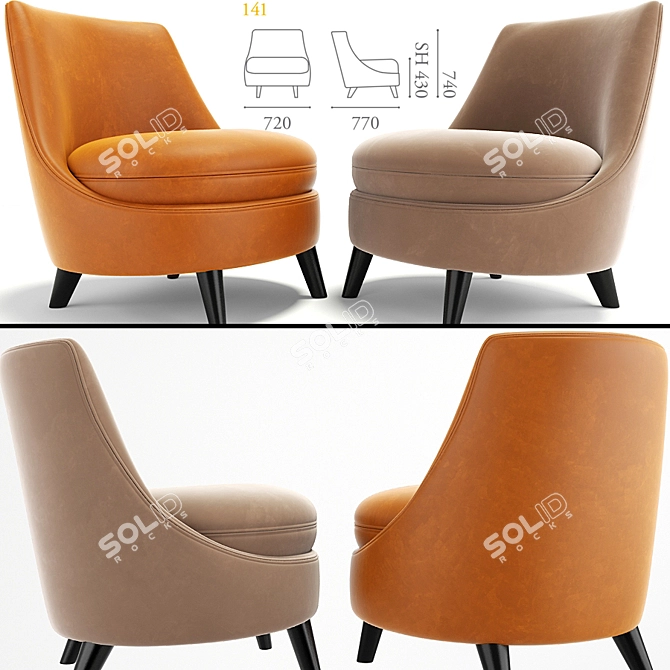 Elegant Pimlico Armchair: Timeless Design 3D model image 1