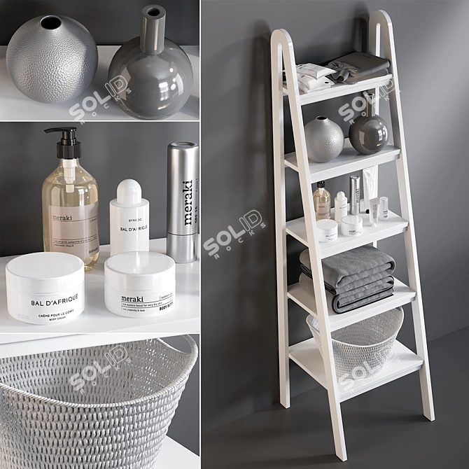 Modern Bathroom Accessories Set 3D model image 1