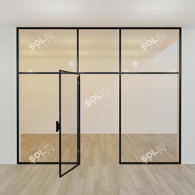Stylish Glass Door Partition 3D model image 2