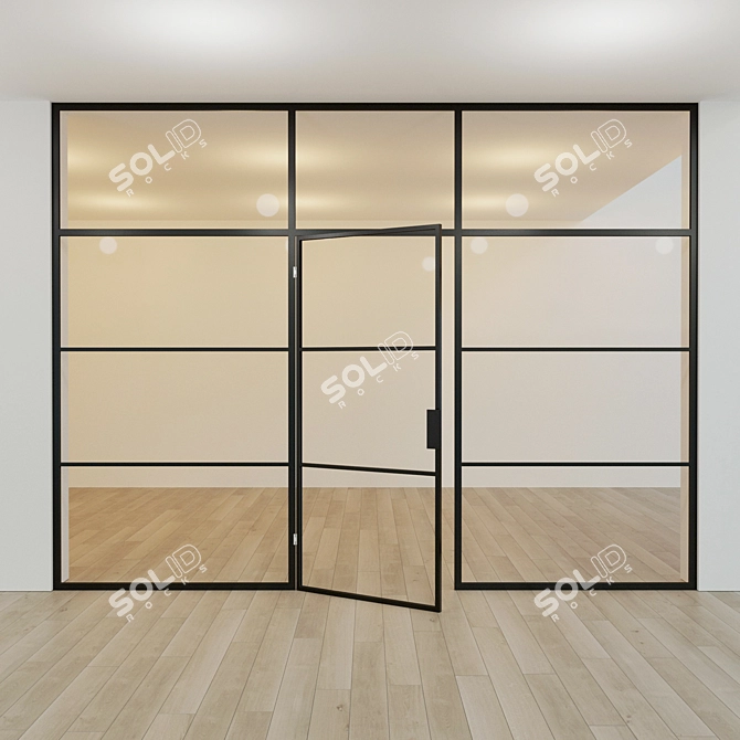 Stylish Glass Door Partition 3D model image 3