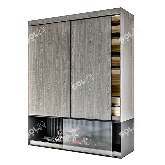 Sleek Sliding Panel Fireplace 3D model image 2